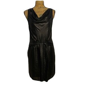 NWT Gap Dress 2 Black Unique Drape Neck Pocket Wrap Belt Office Party $69